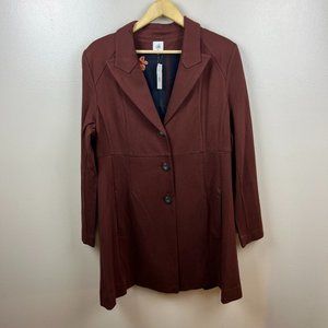 Cabi Boss Jacket Coat Size XL 3545 Currant Red Pea Blazer Button Long Duster